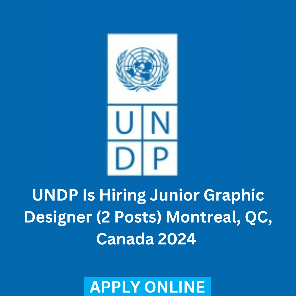 UNDP Is Hiring Junior Graphic Designer (2 Posts) Montreal, QC, Canada 2024 Apply Online