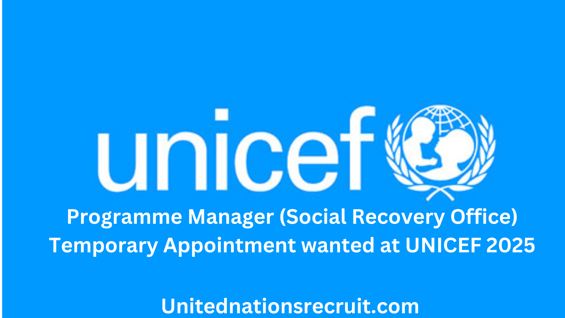 Programme Manager (Social Recovery Office), Temporary Appointment wanted at UNICEF 2025.