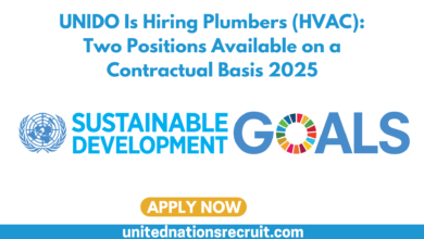 UNIDO Is Hiring Plumbers (HVAC): Two Positions Available on a Contractual Basis 2025