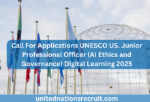 Call For Applications UNESCO US. Junior Professional Officer (AI Ethics and Governance) Digital Learning 2025.