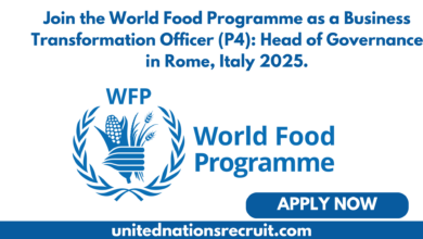 Join the World Food Programme as a Business Transformation Officer (P4): Head of Governance in Rome, Italy 2025.