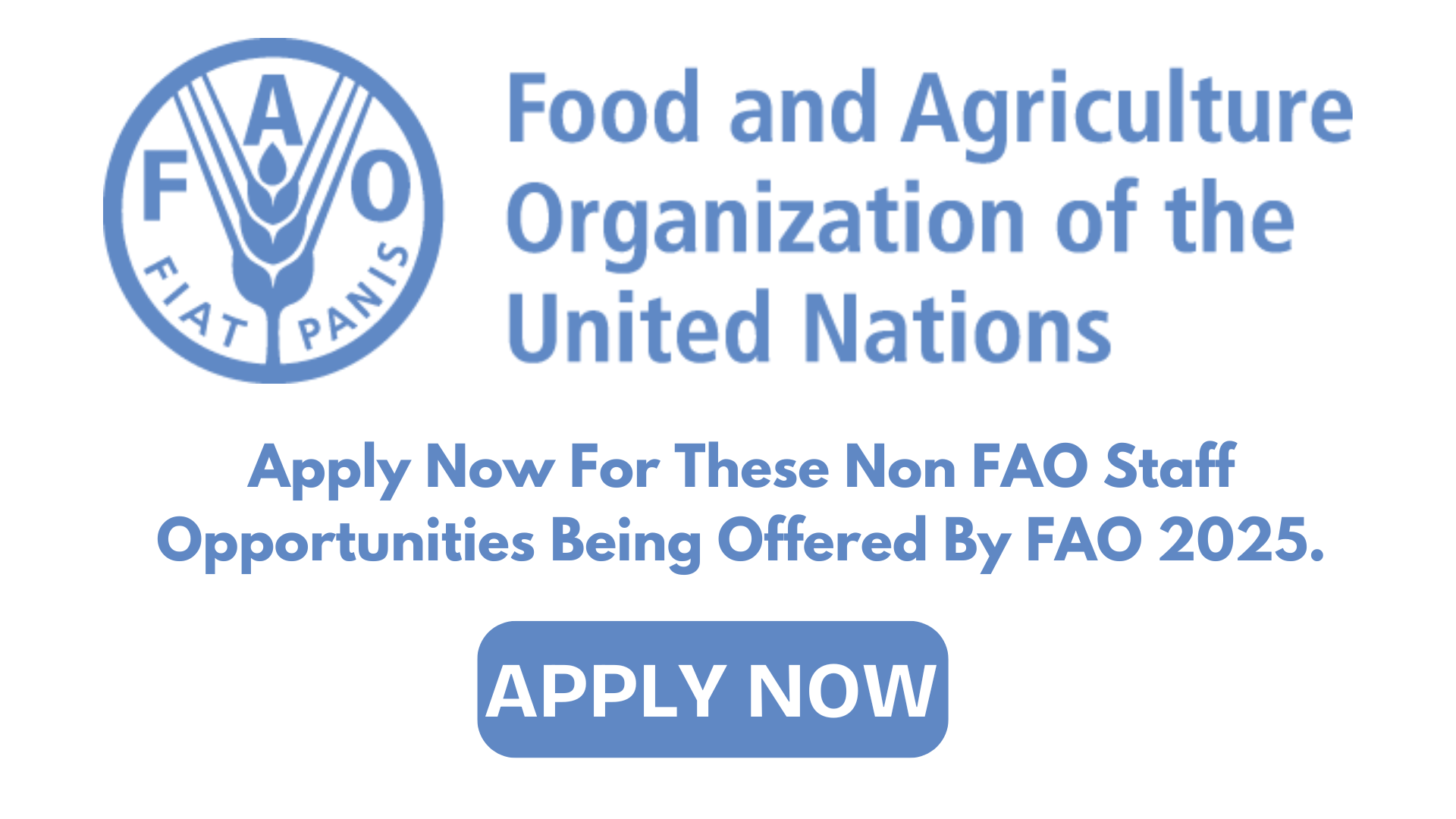 Apply Now For These Non FAO Staff Opportunities Being Offered By FAO 2025.