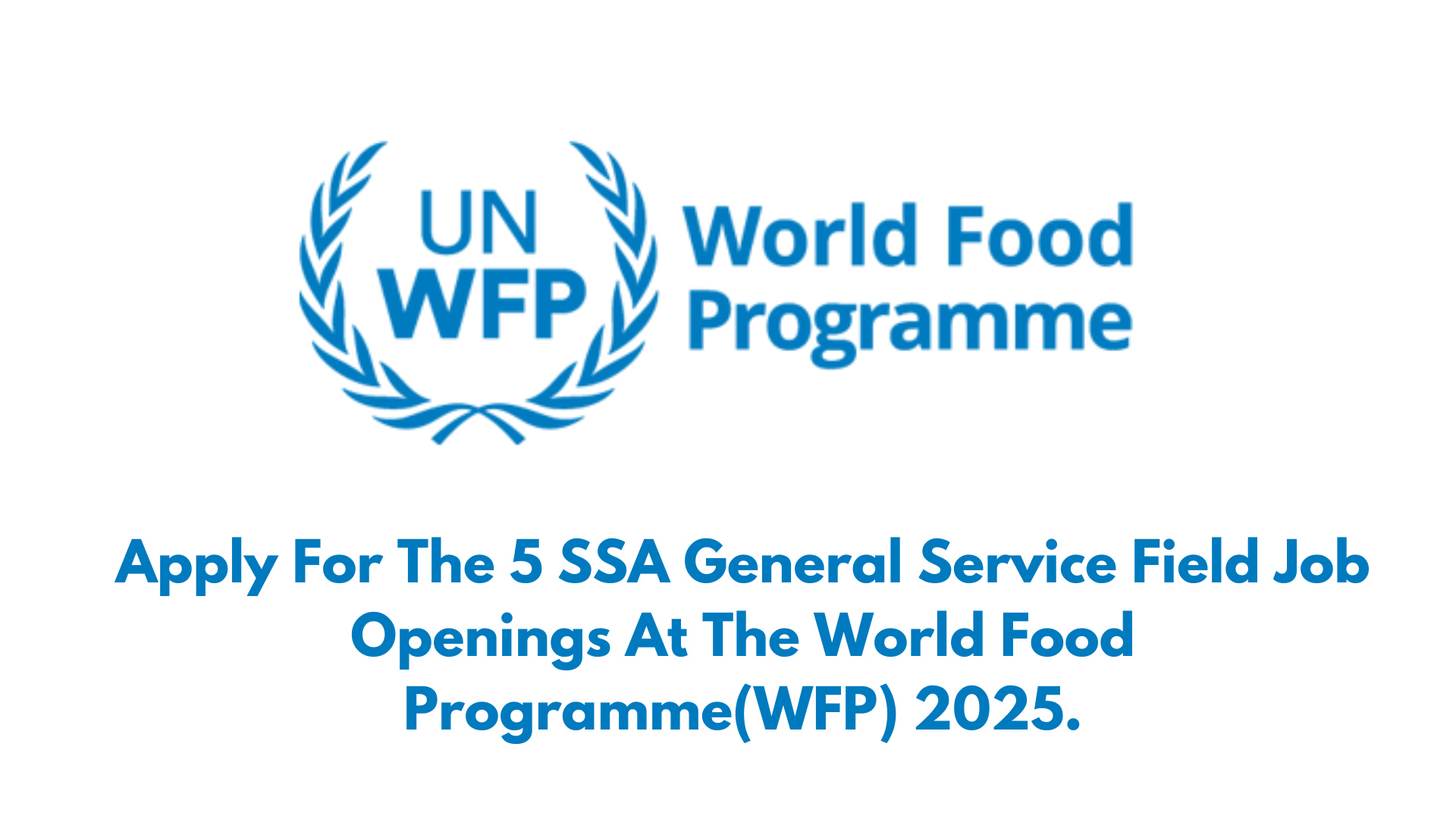 Apply For The 5 SSA General Service Field Job Openings At The World Food Programme(WFP) 2025.