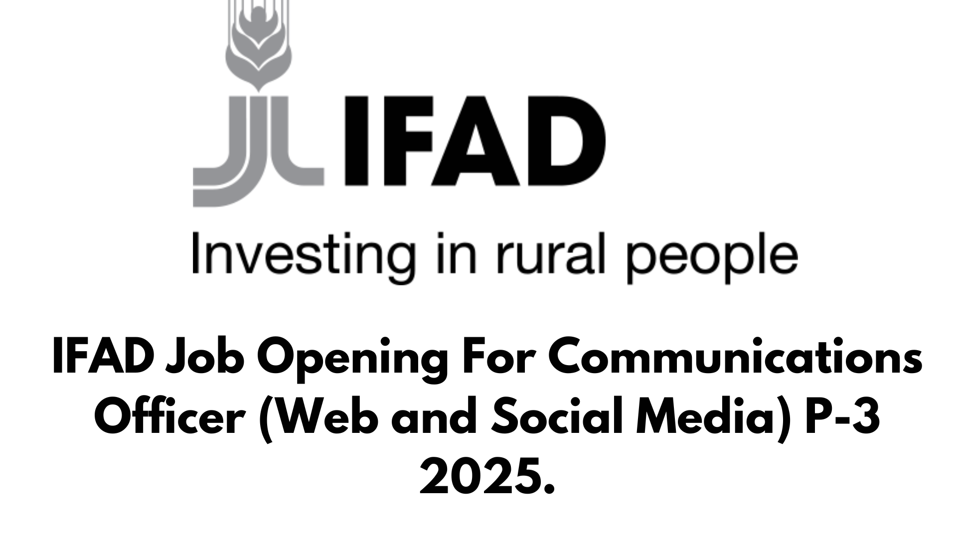 IFAD Job Opening For Communications Officer (Web and Social Media) P-3 ...