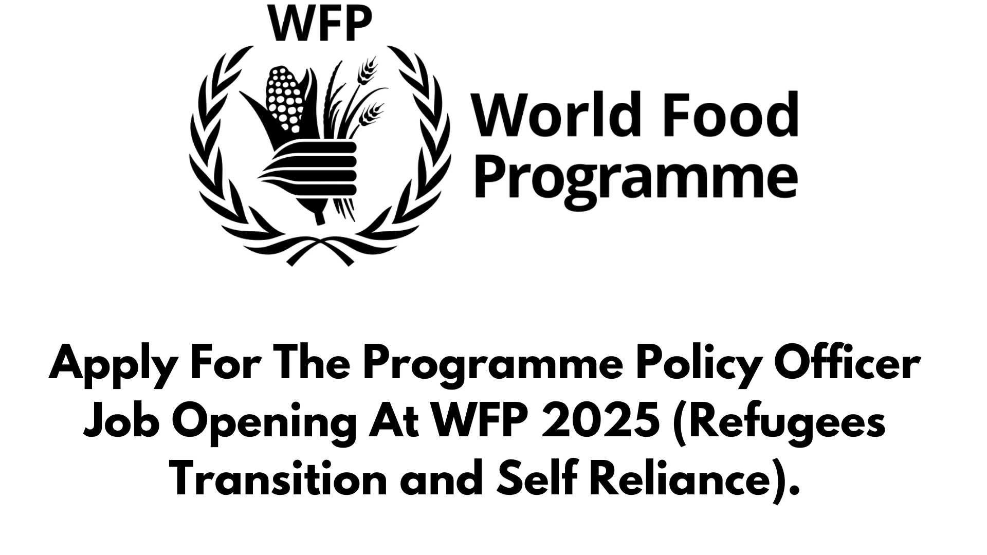 Apply For The Programme Policy Officer Job Opening At WFP 2025 (Refugees Transition and Self Reliance).