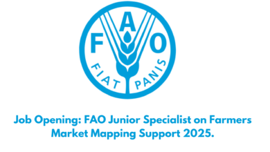 Job Opening: FAO Junior Specialist on Farmers Market Mapping Support 2025.