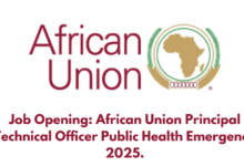 Job Opening: African Union Principal Technical Officer Public Health Emergency 2025.