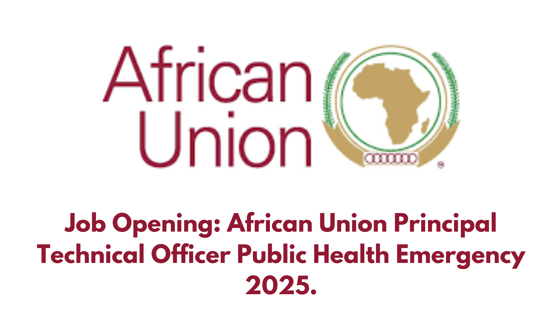 Job Opening: African Union Principal Technical Officer Public Health Emergency 2025.