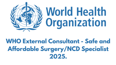 WHO External Consultant - Safe and Affordable Surgery/NCD Specialist 2025.